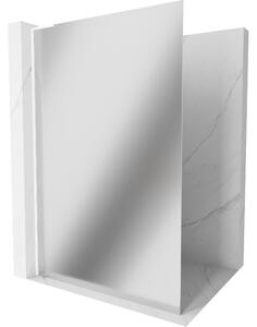 Mexen Kioto L, sprchová zástěna Walk-In 70 x 200 cm, 8mm sklo vzor zrcadlo, bílý profil, 800-070-103-20-50