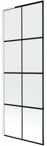Mexen Next L, 1-křídlová vanová zástěna 70 x 150 cm, 6mm čiré sklo-černý vzor, ​​bílý profil, 895-070-000-03-77-20