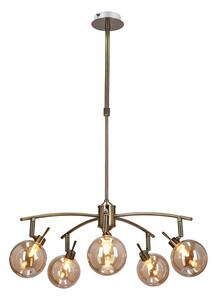 Závěsné bodové svítidlo LENTINI - 5xG9, 40W, patina / jantarové