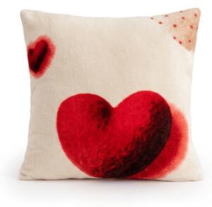 Oboustranný povlak na polštářek DUO SENSE HEARTELLE 45x45 cm mikroplyš/flanel, krémový
