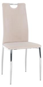 Jídelní židle, béžová Dulux Velvet látka / chrom, OLIVA NEW