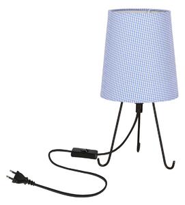 Vzorovaná stolní lampa trojnožka SMALLY - 1xE14, 40W, černá / modrá