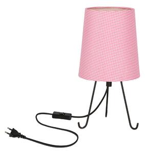 Vzorovaná stolní lampa trojnožka SMALLY - 1xE14, 40W, černá / růžová