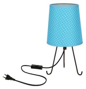 Stolní lampa trojnožka SMALLY - 1xE14, 40W, puntíky / černá / modrá