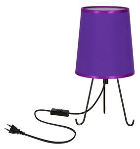 Stolní lampa trojnožka SMALLY - 1xE14, 40W, černá / fialová
