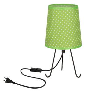 Stolní lampa trojnožka SMALLY - 1xE14, 40W, puntíky / černá / zelená