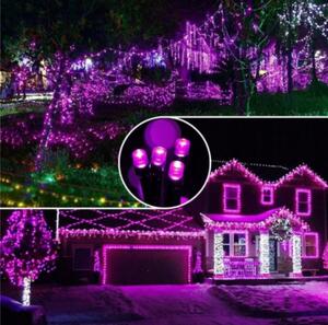 Vánoční osvětlení venkovní/vnitřní - 100 LED - fialová, 8 režimů, 8m