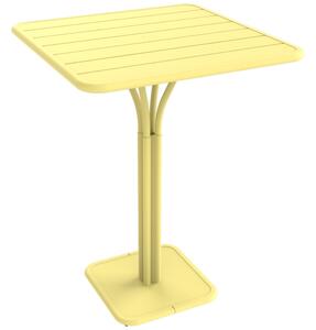 Citronově žlutý kovový barový stůl Fermob Luxembourg Pedestal 80 x 80 cm