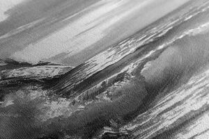 Obraz mořské vlny na pobřeží v černobílém provedení