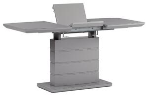 Jídelní stůl 110+40x70 cm, šedá 4 mm skleněná deska, MDF, šedý matný lak - HT-420 GREY