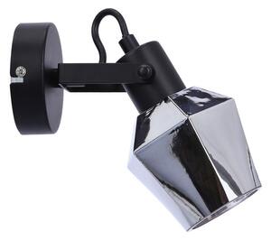 Moderní nástěnné bodové svítidlo RANDI - 1xE14, 40W, černé / kouřové sklo