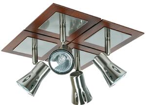 Stropní bodové osvětlení MODENO - 4xGU10, 50W, hnědé / chromované