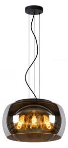 Lucide 45401/40/65 OLIVIA závěsné stropní svítidlo D400mm | 3xE27 - černá, kouřové sklo