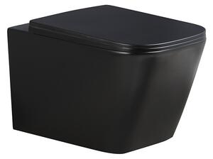 BPS-koupelny Závěsná WC mísa se SoftClose sedátkem RAIN MTB RIM 03, černá mat