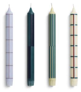 HAY Svíčky Pattern Candle set 4ks, green and silver