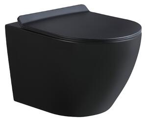 BPS-koupelny Závěsná WC mísa se SoftClose sedátkem MIZU MTB RIM 01, černá mat