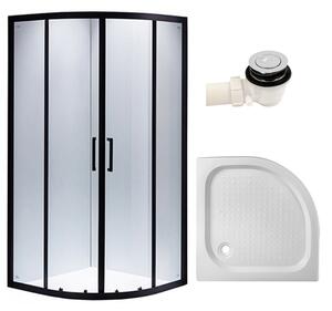 BPS-koupelny Čtvrtkruhový sprchový kout BS01B 90x90 cm černá/transparent + vanička SXL01B bílá