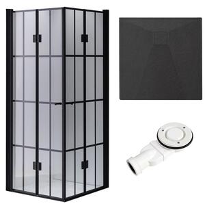 BPS-koupelny Čtvercový sprchový kout BS08B-M 90x90 černá/transparent + vanička RIKO BL černá