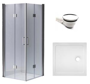 BPS-koupelny Čtvercový sprchový kout KZ1290C 100x100 chrom/transparent + vanička ST06A WH bílá