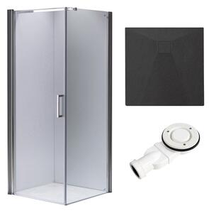 BPS-koupelny Čtvercový sprchový kout KZ1190B 90x90 chrom/transparent + vanička RIKO BL černá