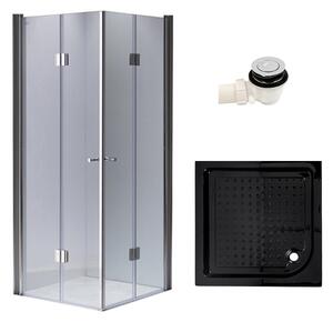 BPS-koupelny Čtvercový sprchový kout KZ1290C 100x100 chrom/transparent + vanička SXL02C BL černá