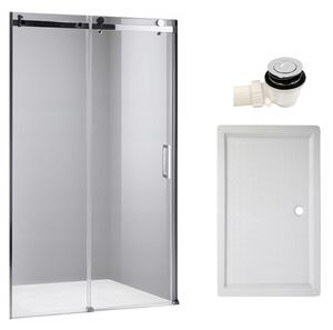 BPS-koupelny Posuvné sprchové dveře SH03B 100 chrom/transparent pro instalaci do niky + vanička SXL03C 100x80 bílá