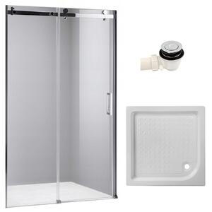 BPS-koupelny Posuvné sprchové dveře SH03B 100 chrom/transparent pro instalaci do niky + vanička SXL02C 100x100 bílá