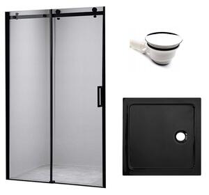 BPS-koupelny Posuvné sprchové dveře SH03B 100 černé/transparent pro instalaci do niky + vanička ST06A 100x100 černá