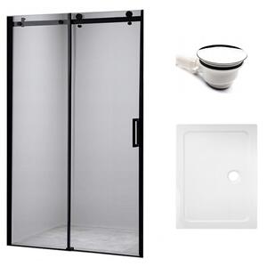 Hydrosan Posuvné sprchové dveře SH03B 100 chrom/transparent pro instalaci do niky + vanička ST04A 100x90 bílá