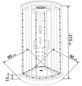 BPS-koupelny Hydromasážní box WSH1304 90 Černý, 90x90