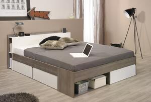 Manželská postel s šuplíky Most 160x200 cm šedý ořech