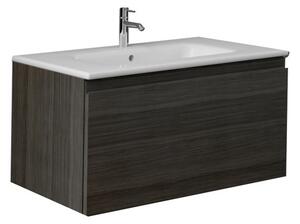 Skříňka závěsná 80 cm pod desku/umyvadlo, 1 zásuvka full výsuv se soft-close, Techwood, moka walnut, JOY UNO