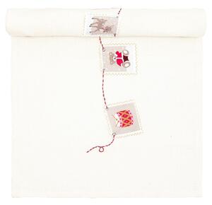 Vyšívaný bavlněný běhoun Xmas Letter White