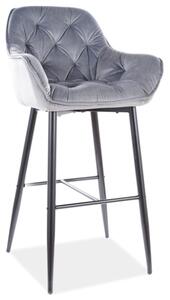 Barová židle CHERRY H-1 VELVET černý rám/šedá BLUVEL 14
