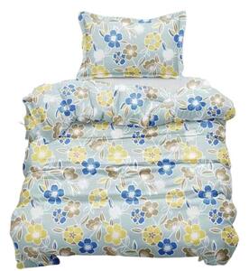 Bavlissimo 2-dílné povlečení bleděmodré s květinami 140x200 pro jednu postel
