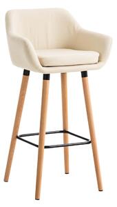 Barová židle Grant ~ koženka, dřevěné nohy natura Barva Krémová