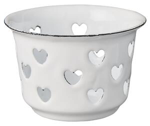 Smaltovaný svícínek Hearts White