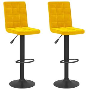 Barové stoličky 2 ks hořčicově žluté samet