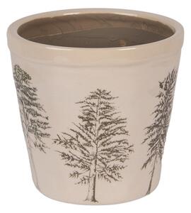 Keramický květináč se vzorem jehličnatých stromů Natural Pine Trees M – 15x14 cm