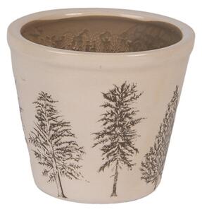 Keramický květináč se vzorem jehličnatých stromů Natural Pine Trees S – 12x11 cm