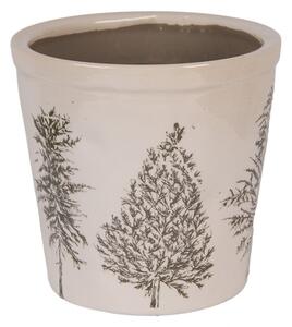 Keramický květináč se vzorem jehličnatých stromů Natural Pine Trees L – 17x16 cm