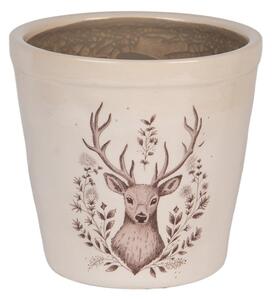 Keramický květináč s motivem jelena Gentle Wilderness M – 15x14 cm