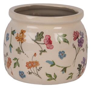 Keramický květináč se vzorem lučních kvítků Colourful Flowers S – 12x10 cm