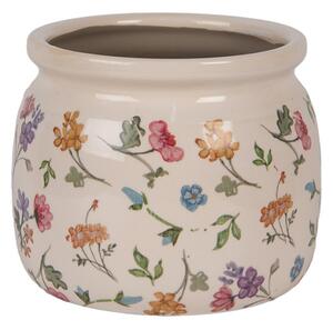 Keramický květináč se vzorem lučních kvítků Colourful Flowers M – 16x13 cm