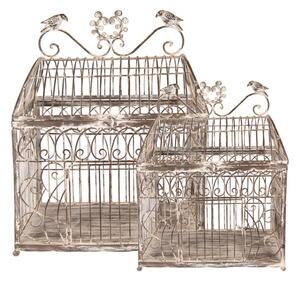 Dekorativní kovová ptačí klec ve vintage stylu Roodborstje (set 2 ks) – 43x29x56 / 35x25x41 cm