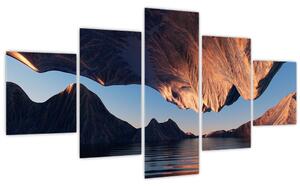 Obraz - 3D útesy (125x70 cm)