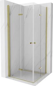 Mexen Lima Duo sprchový kout se skládacími dveřmi 100 x 100 cm, 6mm čiré sklo, zlatý profil, 856-100-100-50-00-02