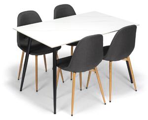 Noela Jídelní set CERAMON 120 bílý + 4x židle MARIE tmavě šedá