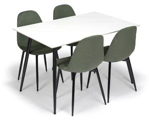 Noela Jídelní set CERAMON 120 bílý + 4x židle MARIE zelená