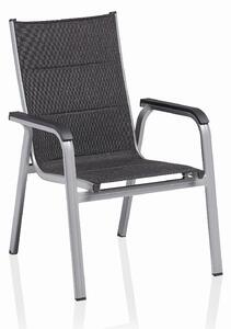 KETTLER BASIC PLUS PADDED stohovatelné, hliníkové křeslo - stříbrná / antracit
